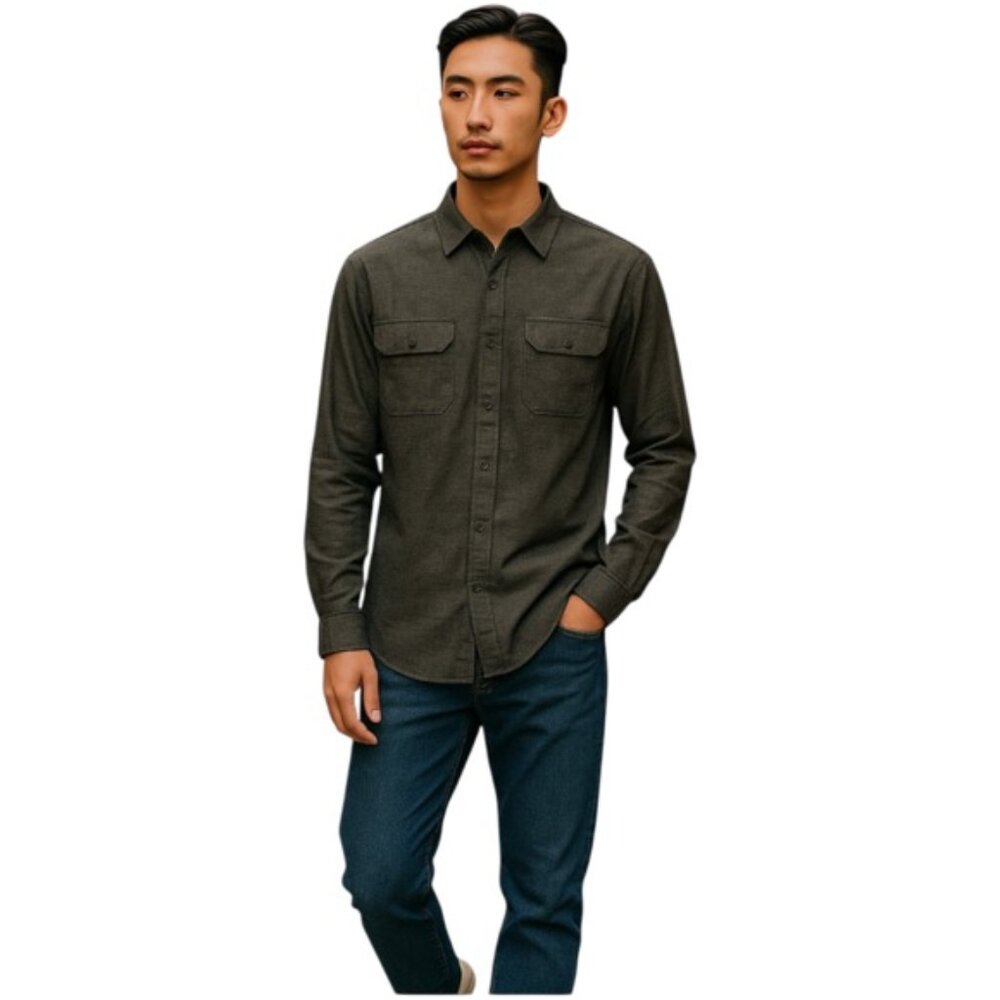 Bonobos Large Short Dark Grey Cotton Button Down Long Sleeve Slim Fit Shirt